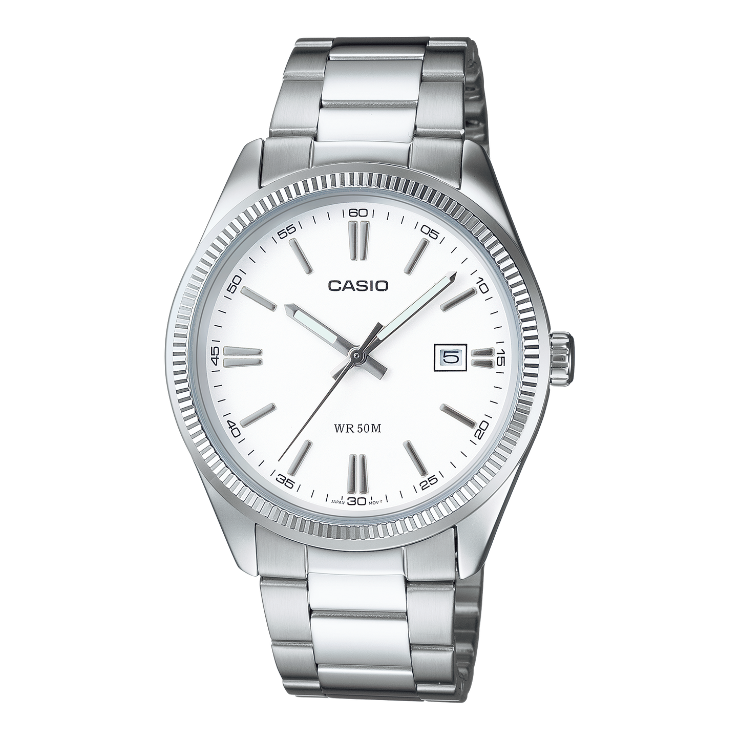 CASIO MTP-1302PD-7A1VEF originale – vista frontale orologio uomo (acciaio, quadrante sunray, datario)