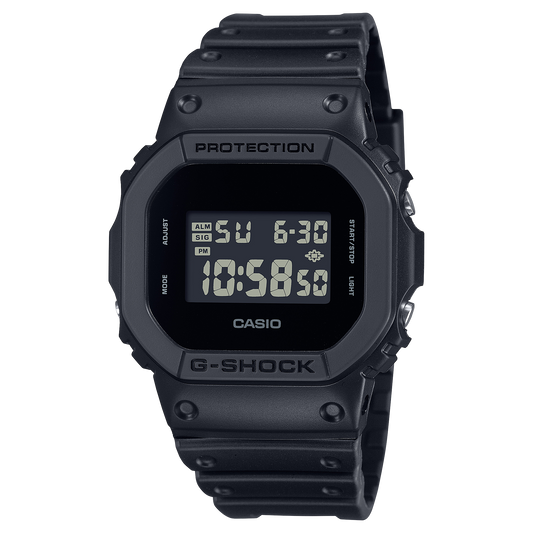 CASIO G-SHOCK DW-5600UBB-1ER originale – vista frontale orologio quadrato total black
