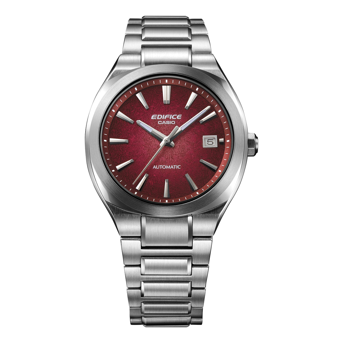 CASIO EDIFICE EFK-200D-4AER originale – dettaglio vetro zaffiro orologio automatico acciaio quadrante rosso