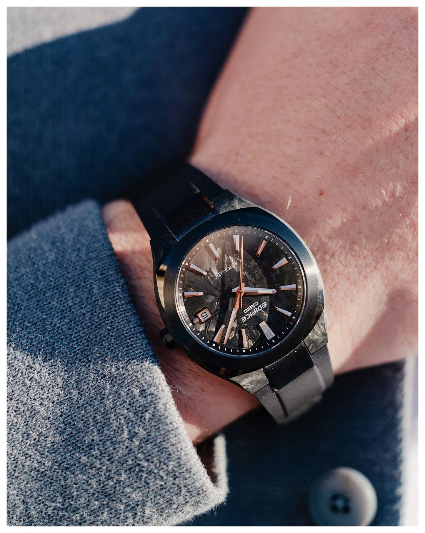 CASIO EDIFICE EFK-200XPB-1AER originale – indossato al polso orologio uomo (automatico, forged carbon, cronografo racing)