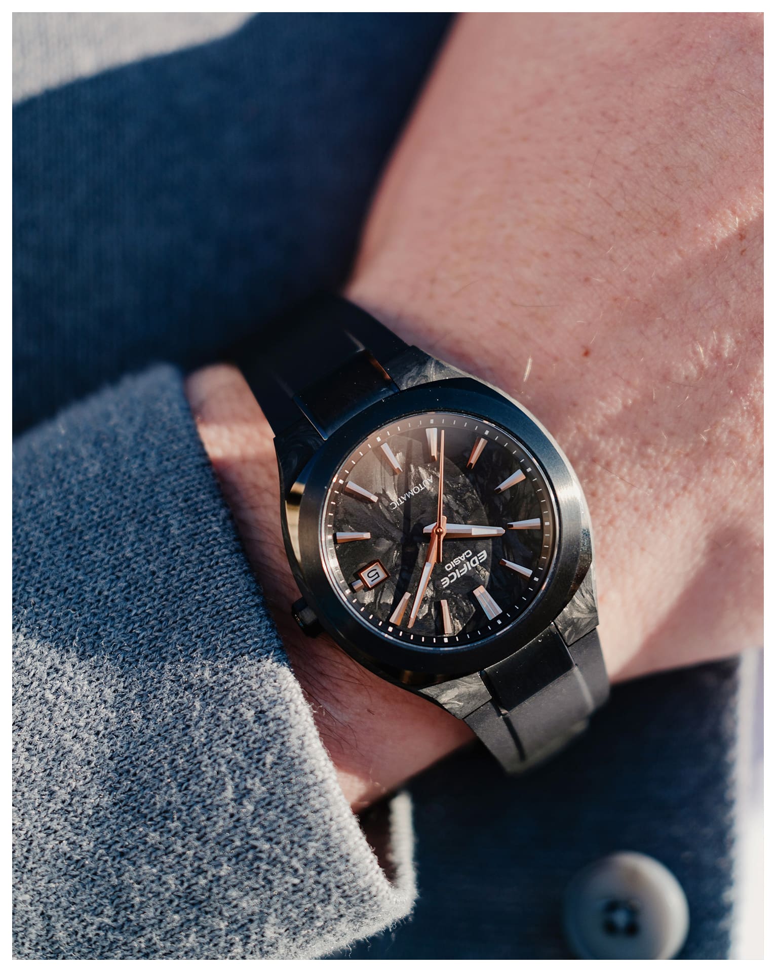 CASIO EDIFICE EFK-200XPB-1AER originale – indossato al polso orologio uomo (automatico, forged carbon, cronografo racing)