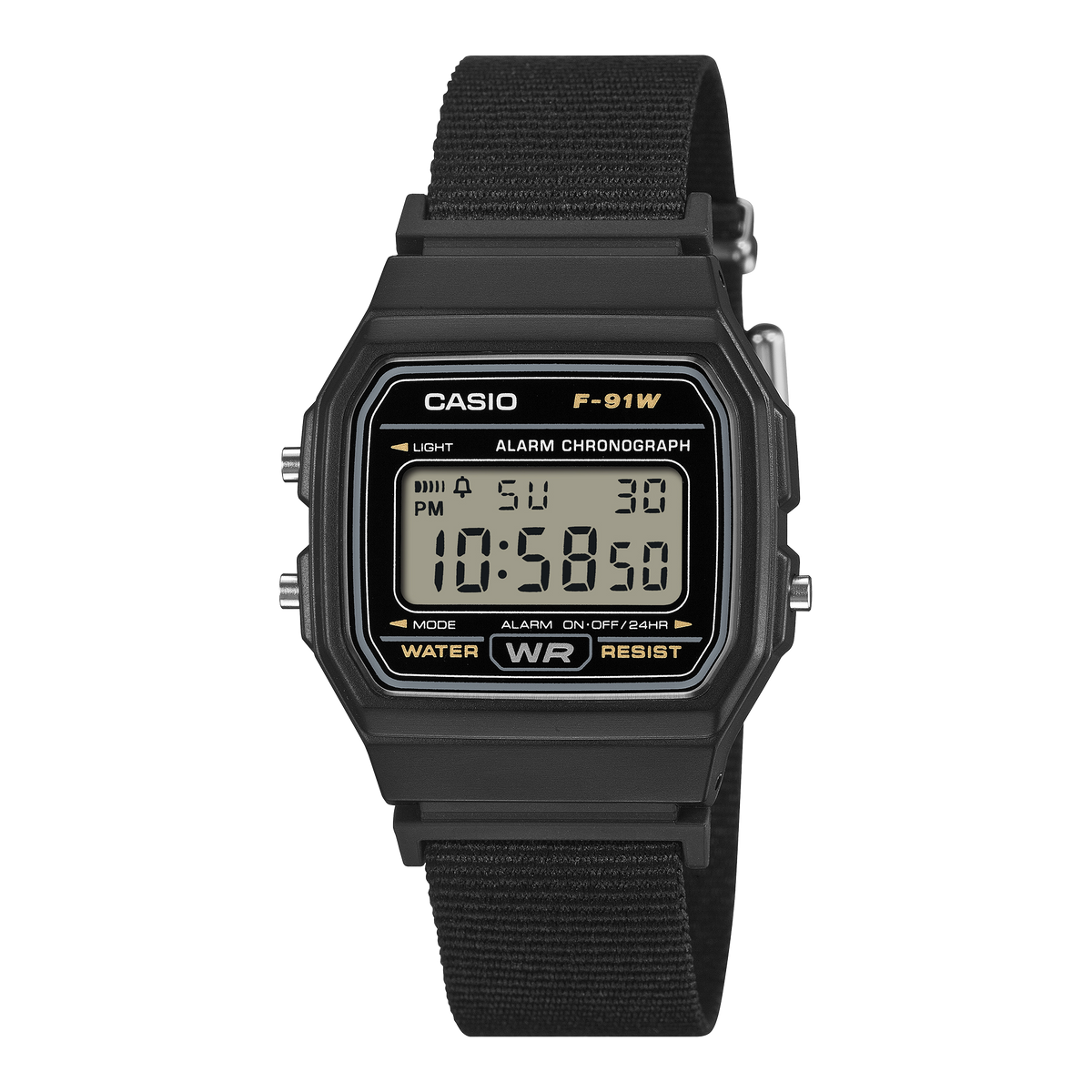 CASIO F-91WF-1AEF originale – F-91 nero con cinturino in tessuto riciclato