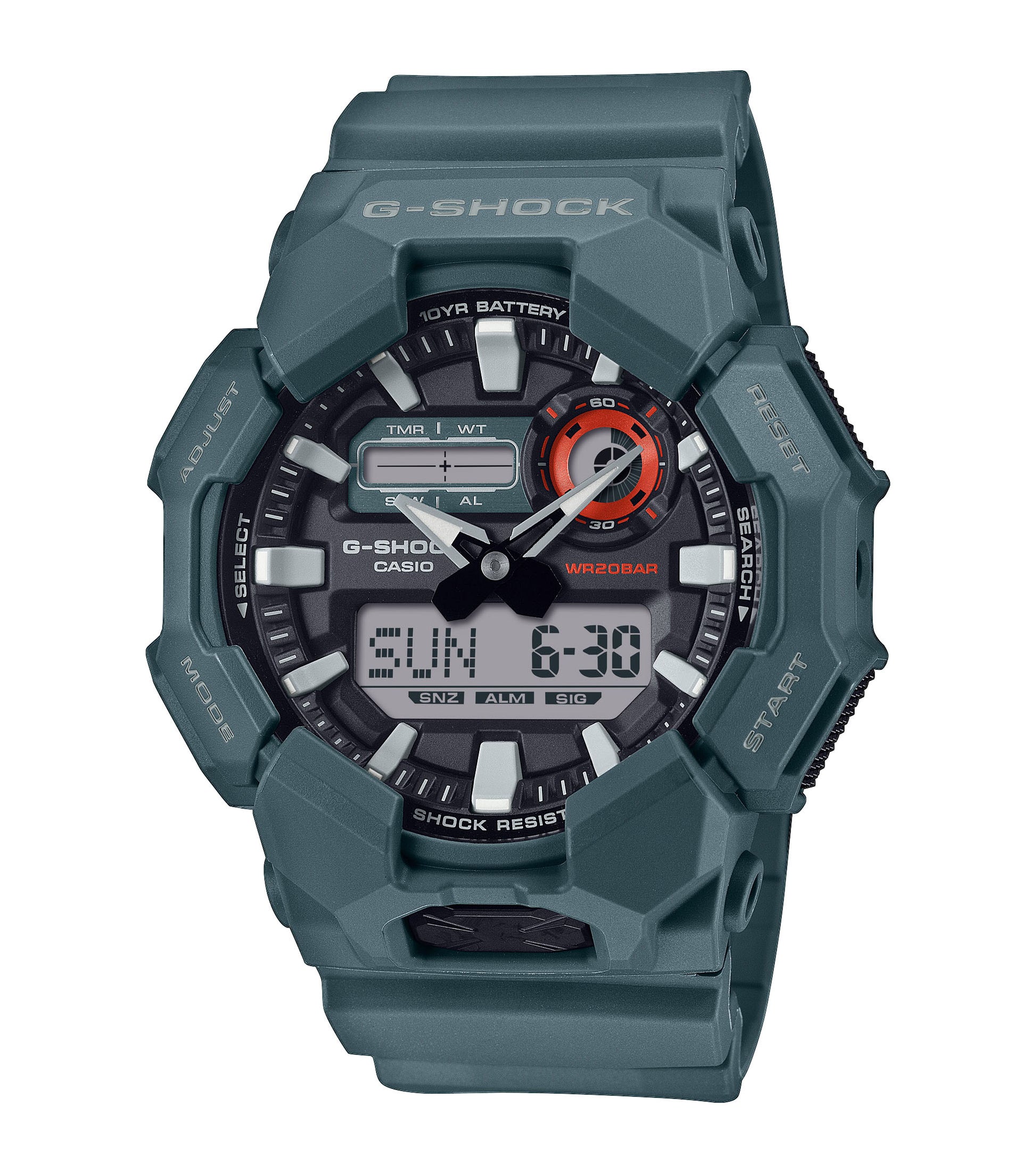 CASIO G-SHOCK GA-010-2AER originale – vista frontale orologio uomo (resistente 200m, antiurto, design sportivo)