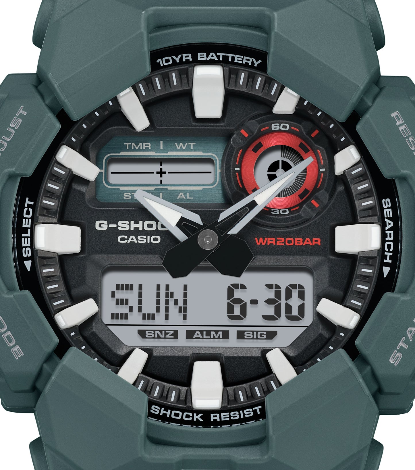 CASIO G-SHOCK nan originale – dettaglio quadrante orologio uomo (resistente 200m, antiurto, design sportivo)