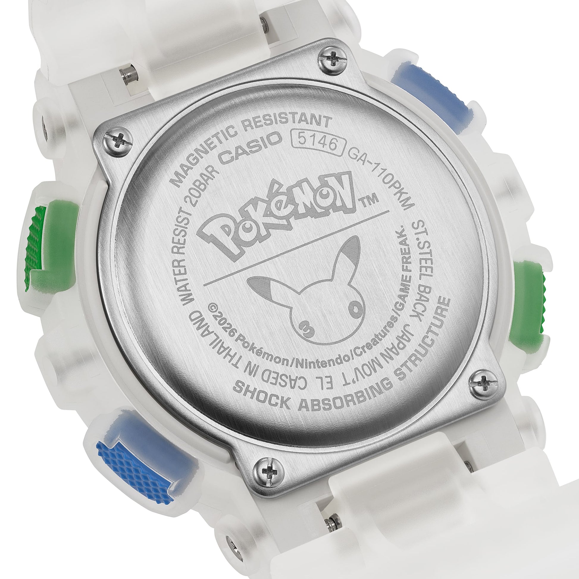 CASIO G-SHOCK GA-110PKM-7AER originale – fondo cassa inciso 30° anniversario Pokémon