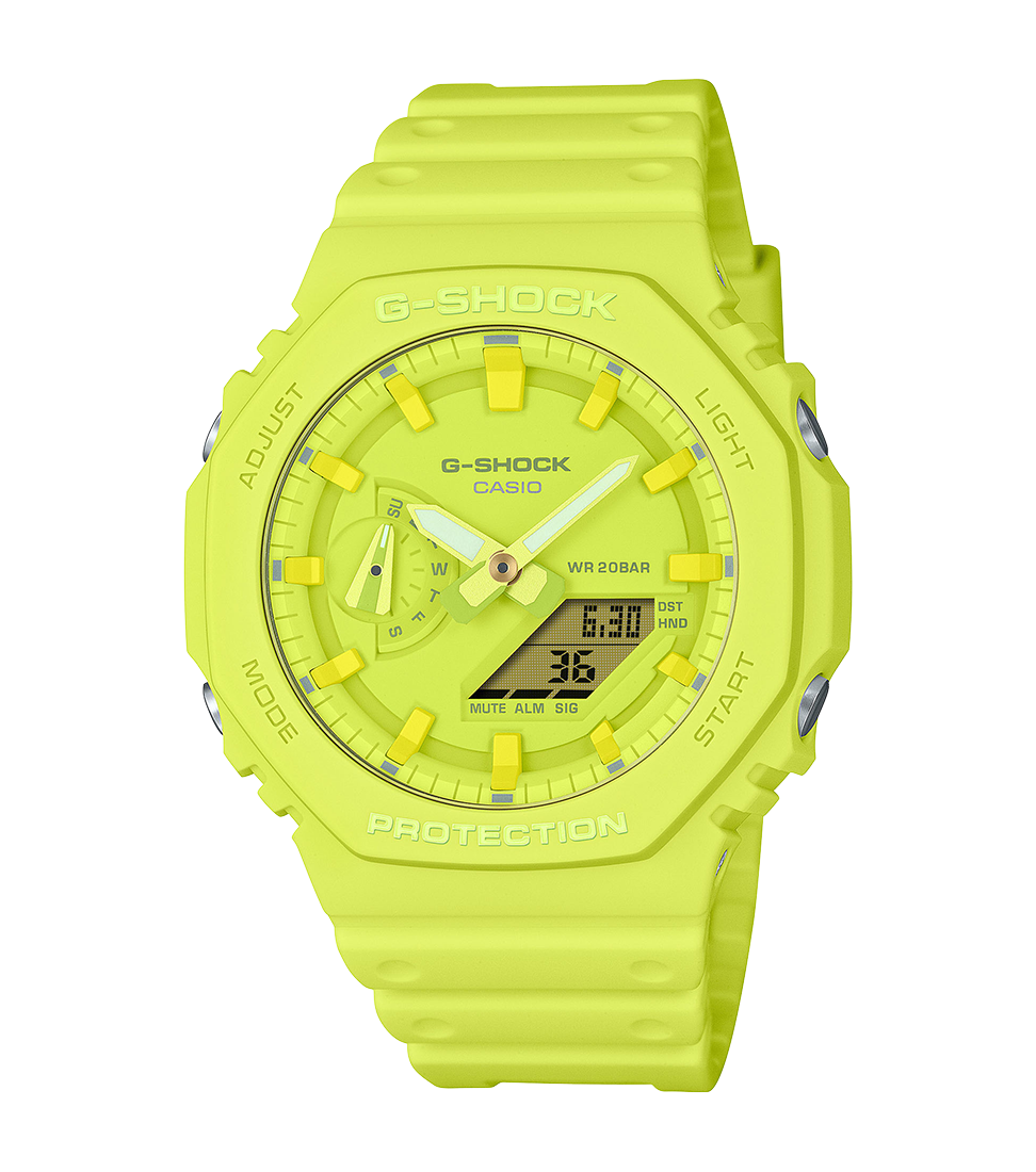 CASIO G-SHOCK GA-2100-9A9ER originale – vista frontale orologio uomo (resistente 200m, antiurto, design sportivo)