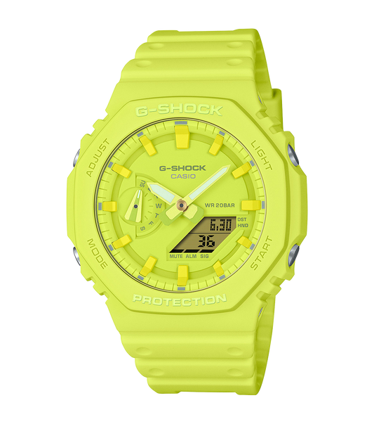 CASIO G-SHOCK GA-2100-9A9ER originale – vista frontale orologio uomo (resistente 200m, antiurto, design sportivo)