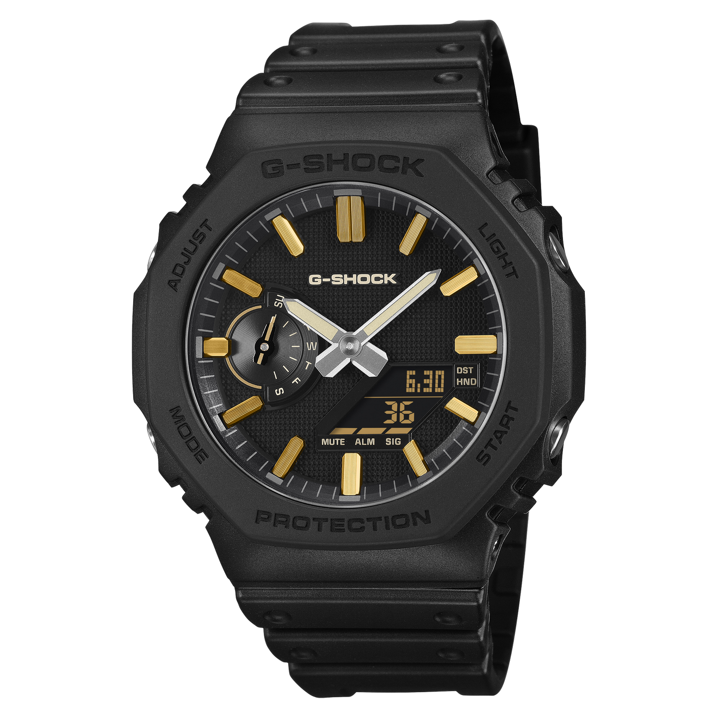 CASIO G-SHOCK GA-2100LXB-1A9ER originale – LUXE BLACK oro, orologio ottagonale nero opaco con accenti oro