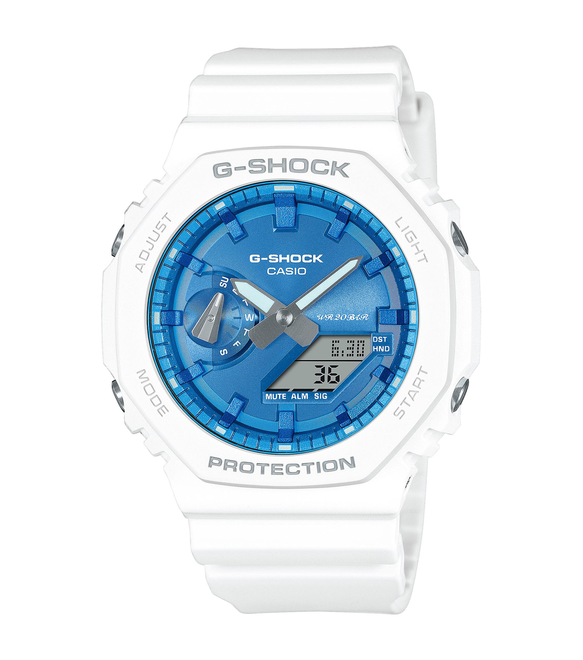 CASIO G-SHOCK GA-2100WS-7AER originale – vista frontale orologio uomo (resistente 200m, antiurto, design sportivo)