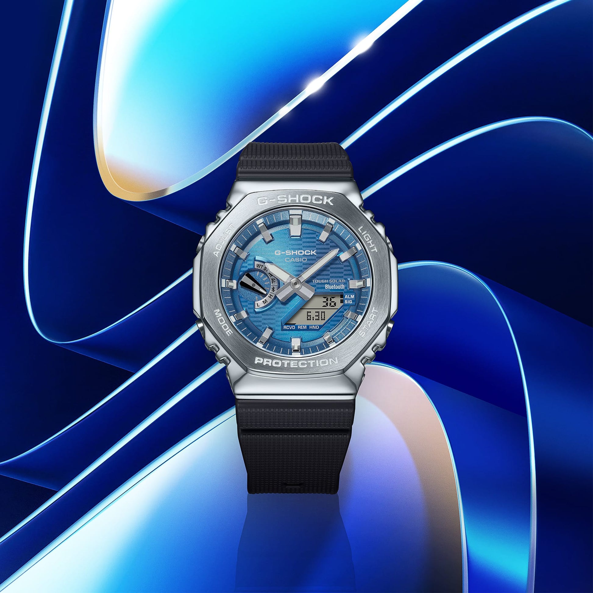 CASIO G-SHOCK GBM-2100A-2BER originale – vista completa cinturino (Bluetooth, Tough Solar, 200m, Carbon Core Guard)