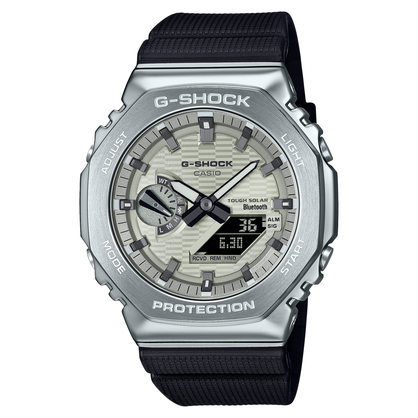 CASIO G-SHOCK GBM-2100A-8BER originale – vista frontale orologio uomo (Bluetooth, Tough Solar, 200m, Carbon Core Guard)