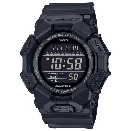 CASIO G-SHOCK GD-010-1A1ER originale – vista frontale orologio uomo (Shock Resist, 200m, LED, digitale)