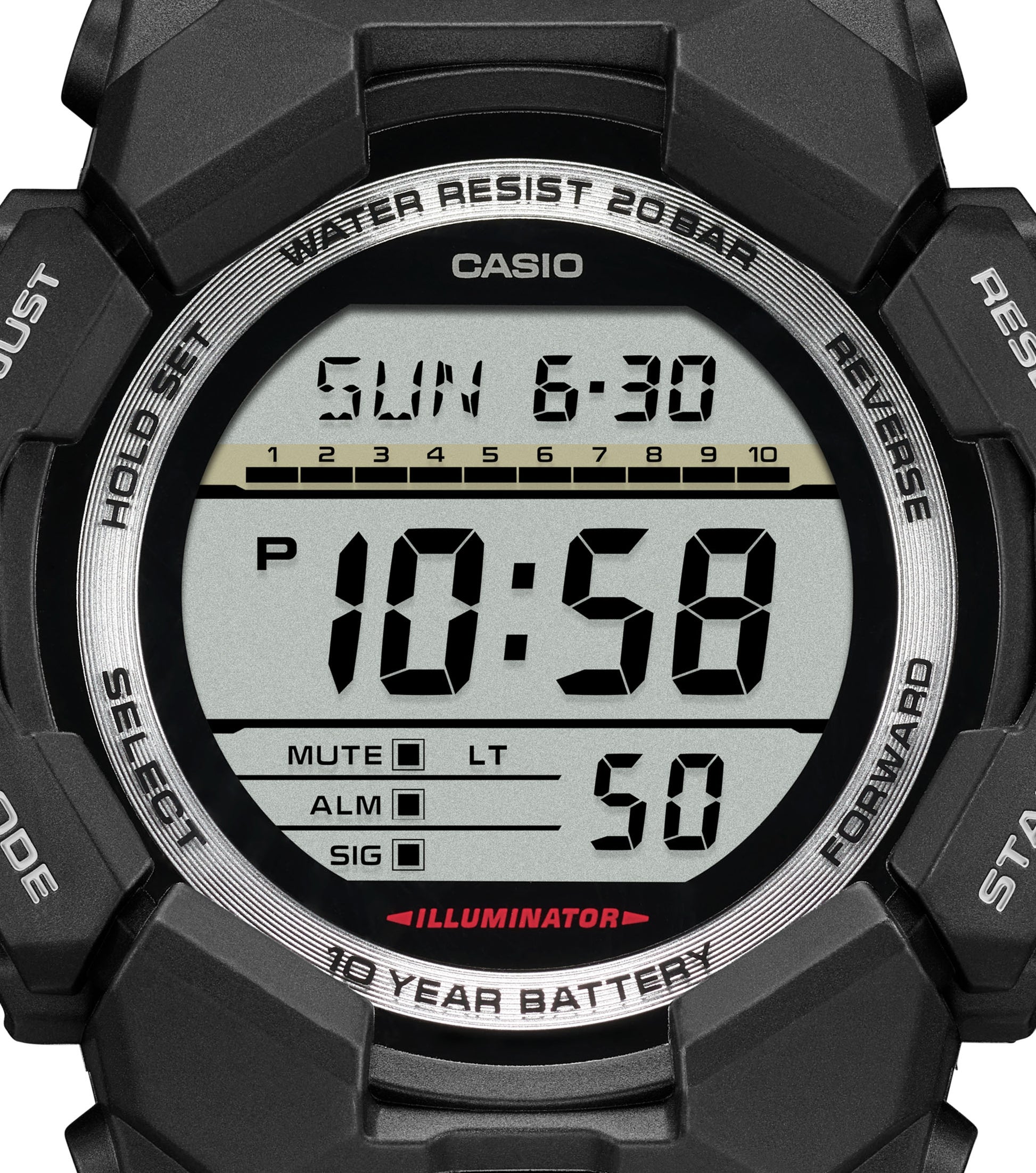 CASIO G-SHOCK nan originale – dettaglio quadrante orologio uomo (resistente 200m, antiurto, design sportivo)