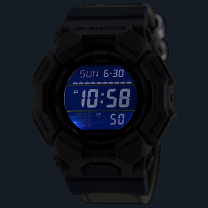 CASIO G-SHOCK GD-010CE-5ER originale – dettaglio illuminazione LED (Shock Resist, 200m, LED, design robusto)
