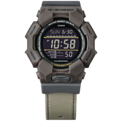 CASIO G-SHOCK GD-010CE-5ER originale – vista frontale dettagli cassa (Shock Resist, 200m, LED, design robusto)
