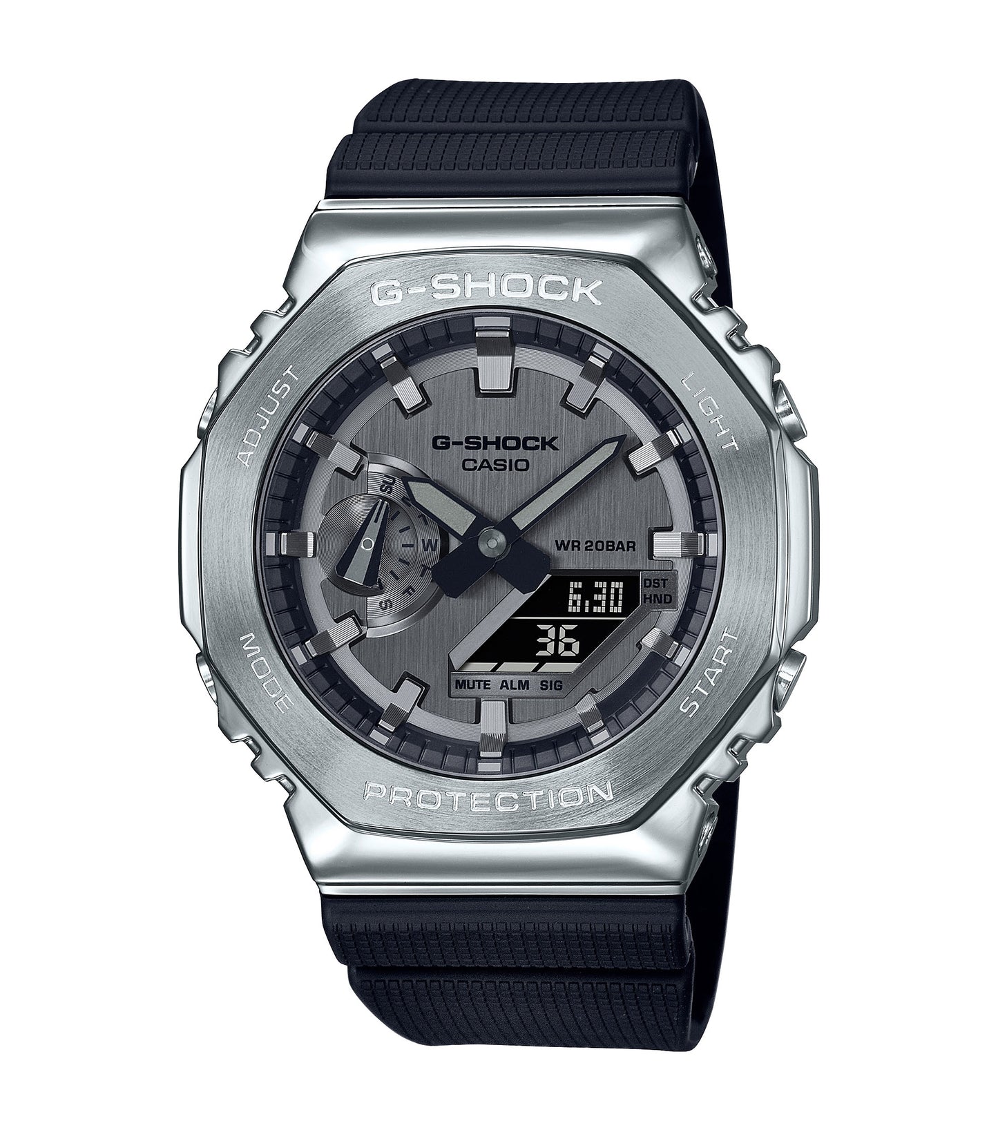 CASIO G-SHOCK GM-2100-1AER originale – vista frontale orologio uomo (resistente 200m, antiurto, design sportivo)
