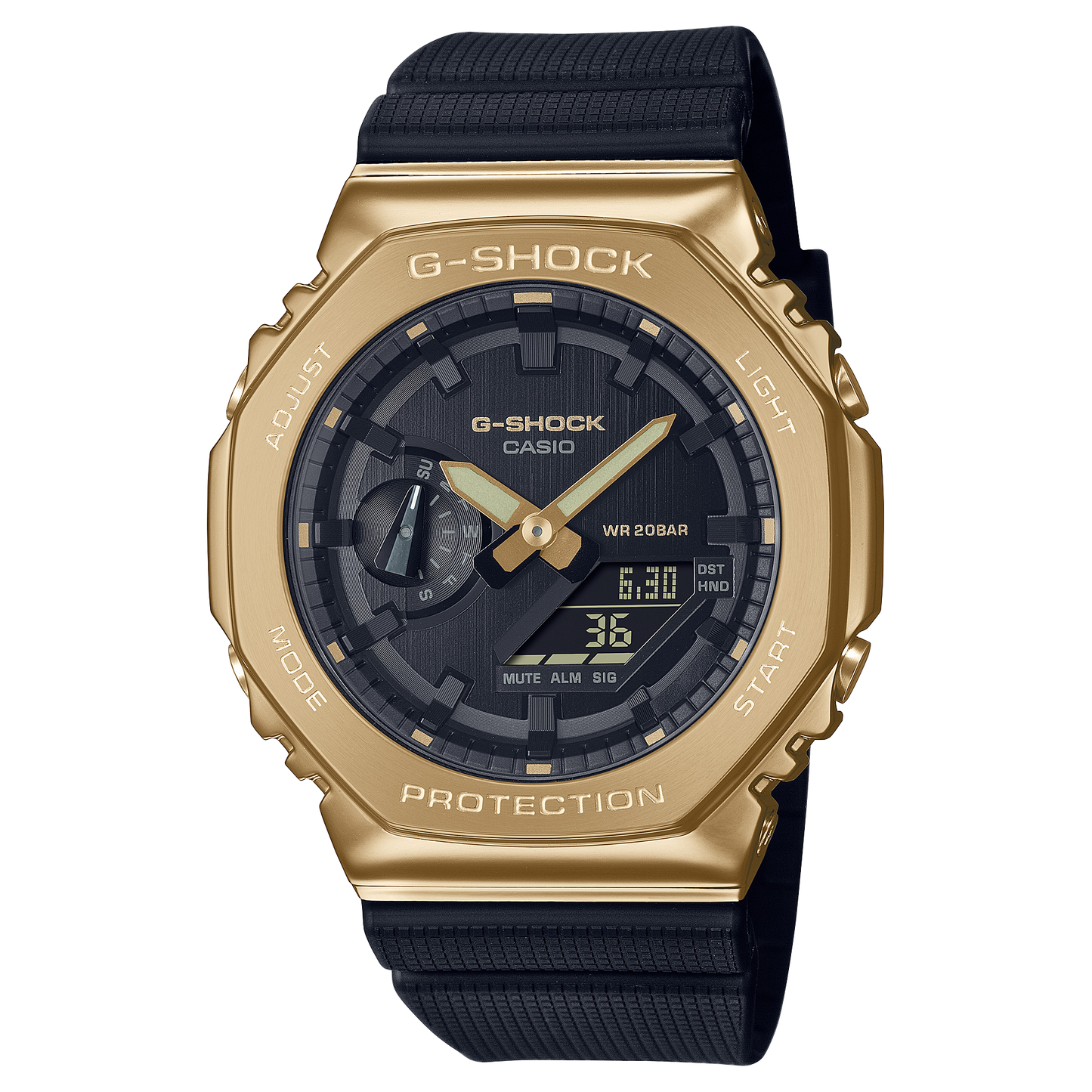 CASIO G-SHOCK GM-2100G-1A9ER originale – vista frontale orologio uomo (Shock Resist, 200m, cassa metal, analogico-digitale)