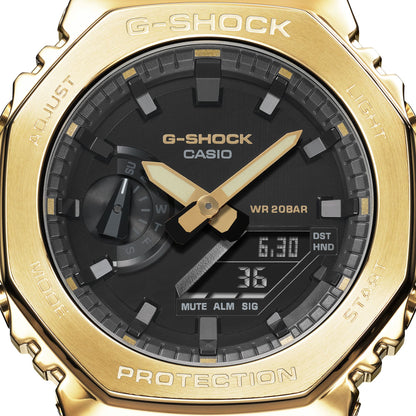 CASIO G-SHOCK GM-2100G-1A9ER originale – dettaglio quadrante analogico-digitale (Shock Resist, 200m, cassa metal, analogico-digitale)