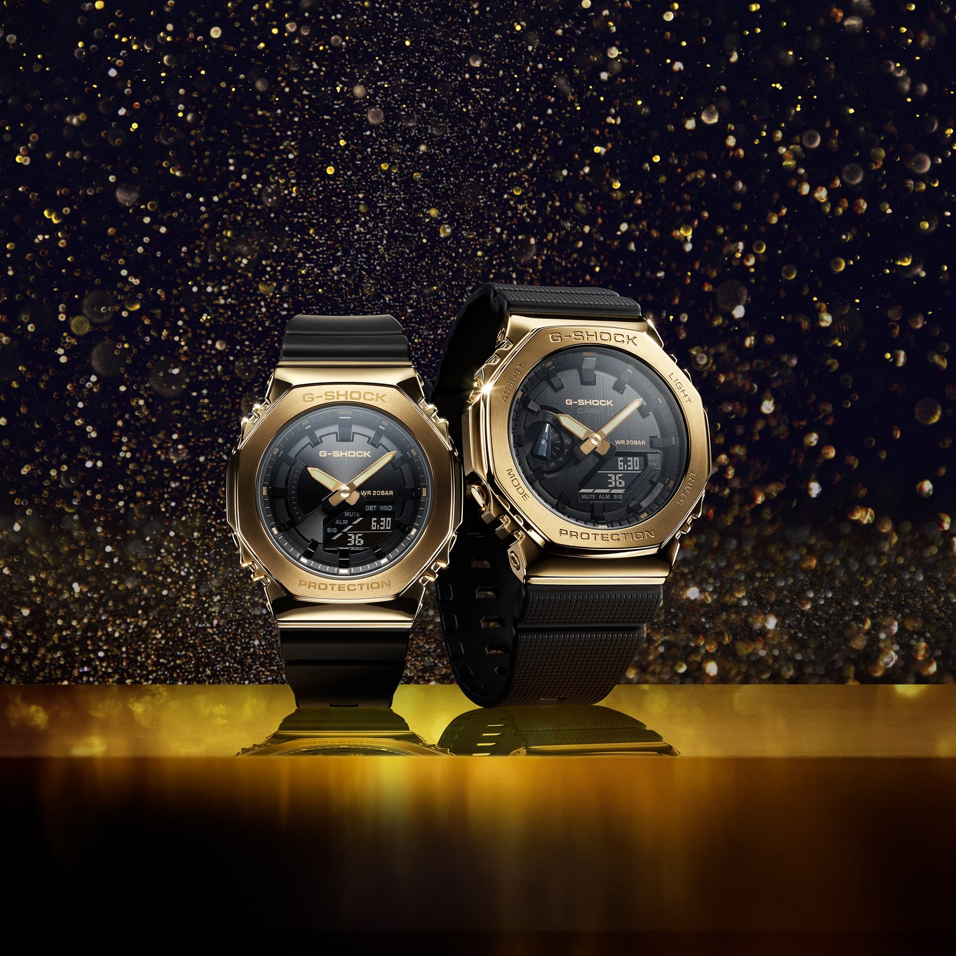 CASIO G-SHOCK GM-2100G-1A9ER originale – lifestyle ambientato (Shock Resist, 200m, cassa metal, analogico-digitale)