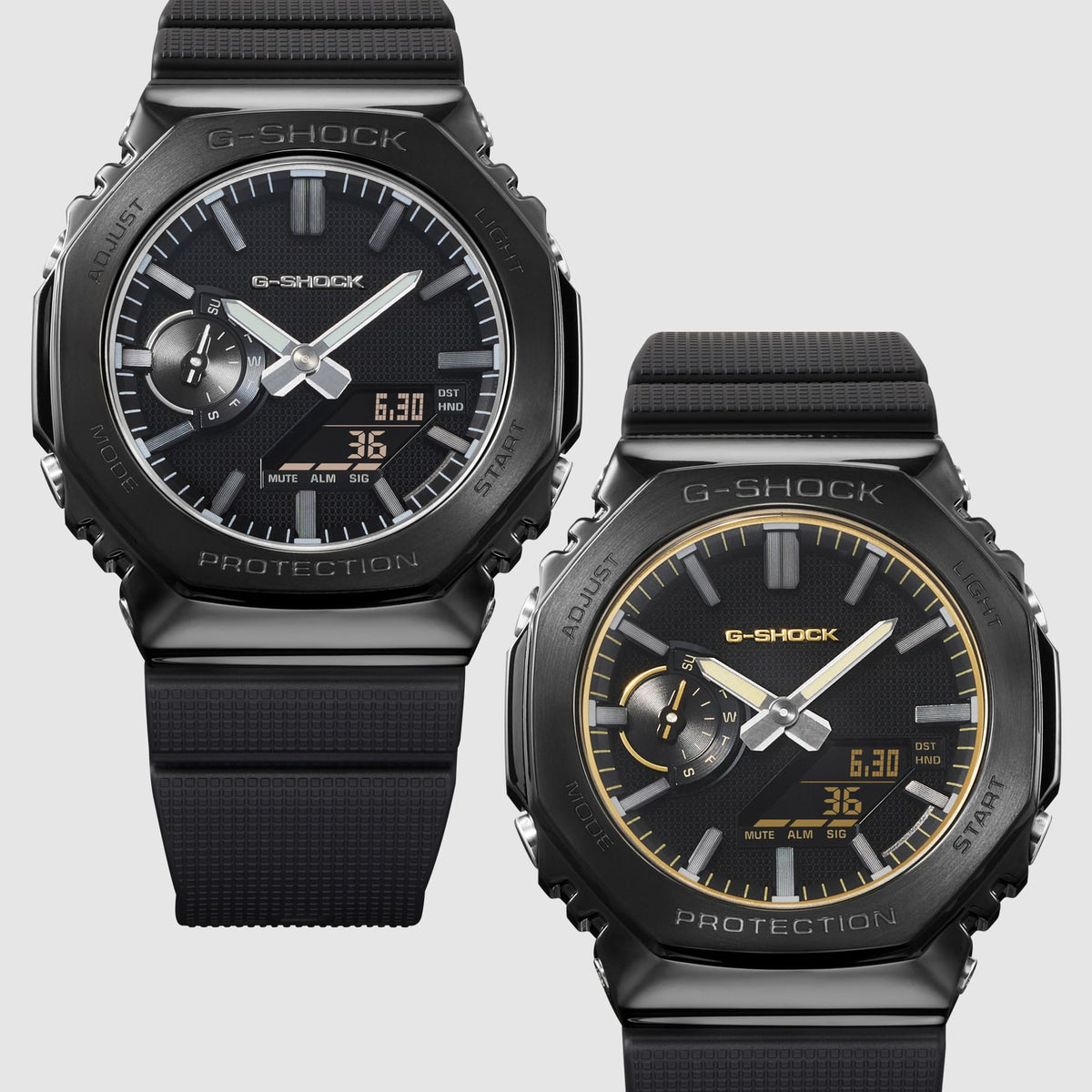 CASIO G-SHOCK GM-2100LXB-1A9ER originale – dettaglio lunetta metallica ion-plated LUXE BLACK