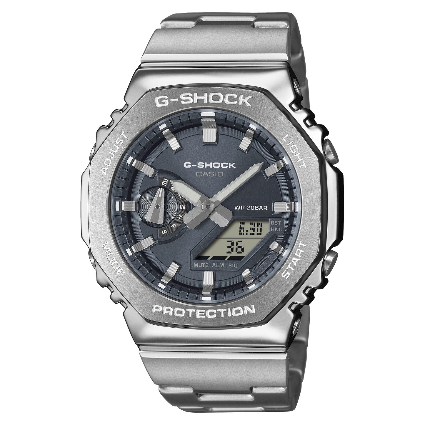 CASIO G-SHOCK GM-2110D-8AER originale – orologio uomo acciaio silver design ottagonale (Shock Resist, 200m)