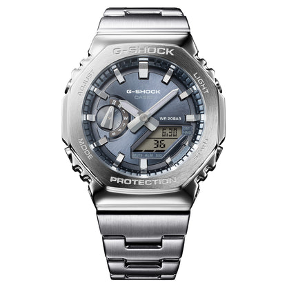 CASIO G-SHOCK GM-2110D-8AER originale – vista frontale cassa metal silver elegante sportivo