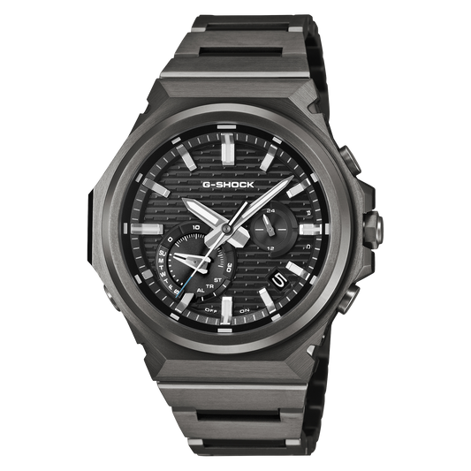 CASIO G-SHOCK G-STEEL GST-B1000BD-1AER originale – vista frontale orologio in acciaio nero ion-plated