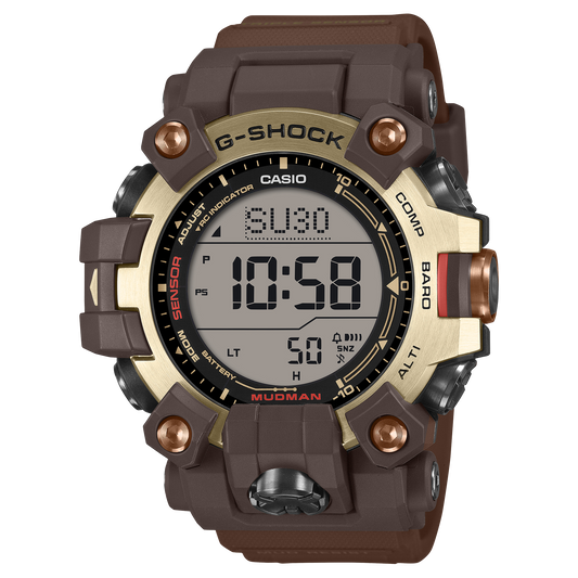 CASIO G-SHOCK GW-9500MH-5ER originale – Mudman Master in Horizon Gold, ghiera acciaio oro, cinturino marrone