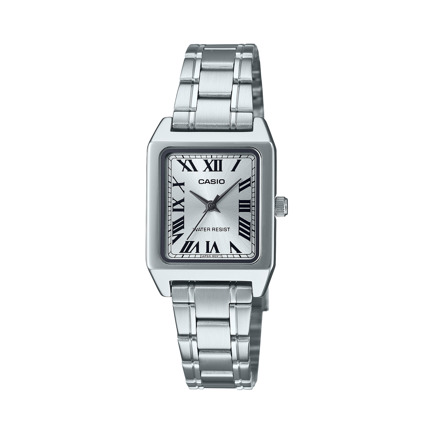 CASIO LTP-B150D-7BEF originale – vista frontale orologio donna (acciaio, quadrante bianco, numeri romani)