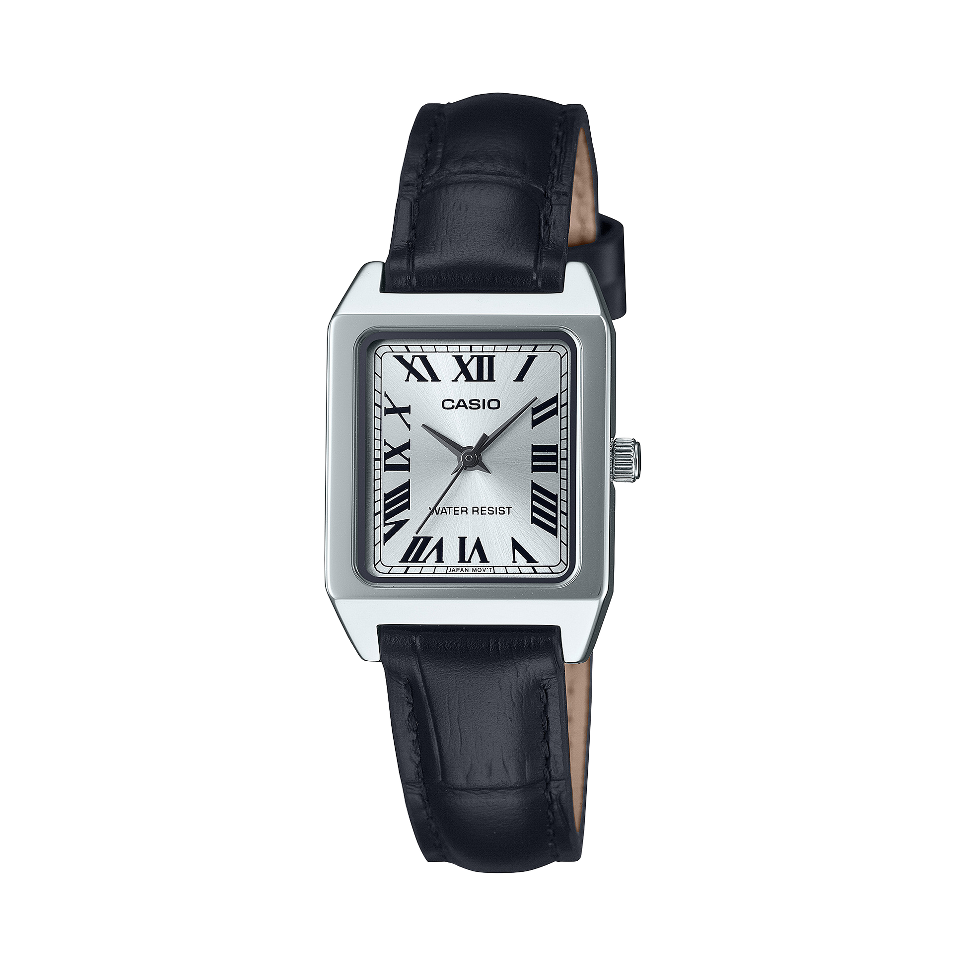 CASIO LTP-B150L-7B1EF originale – vista frontale orologio donna (acciaio, cinturino pelle, numeri romani)