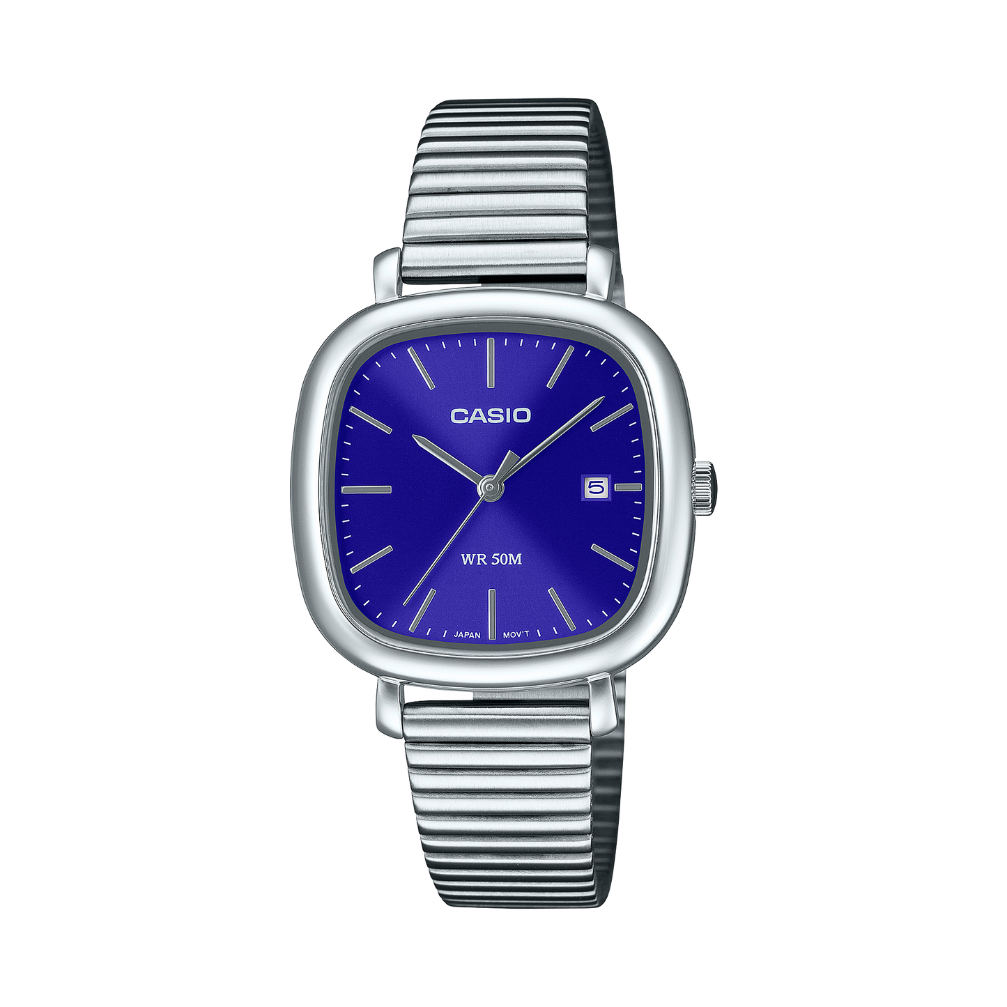 CASIO LTP-B166D-2AVEF originale – vista frontale orologio donna (acciaio, quadrante blu, datario)