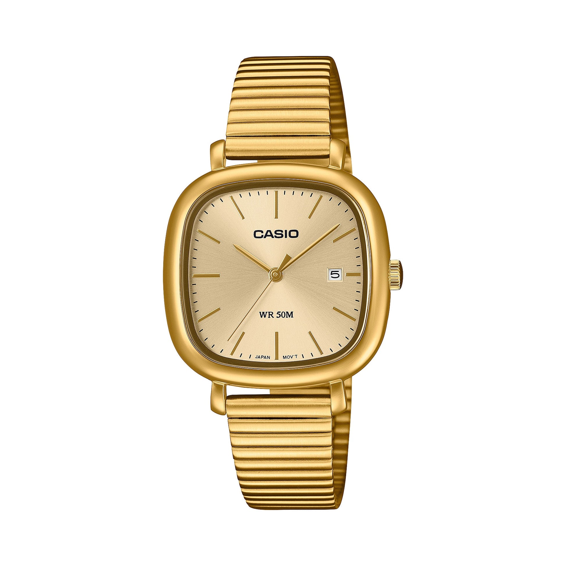 CASIO LTP-B166G-9AVEF originale – vista frontale orologio donna (dorato, quadrante dorato, datario)