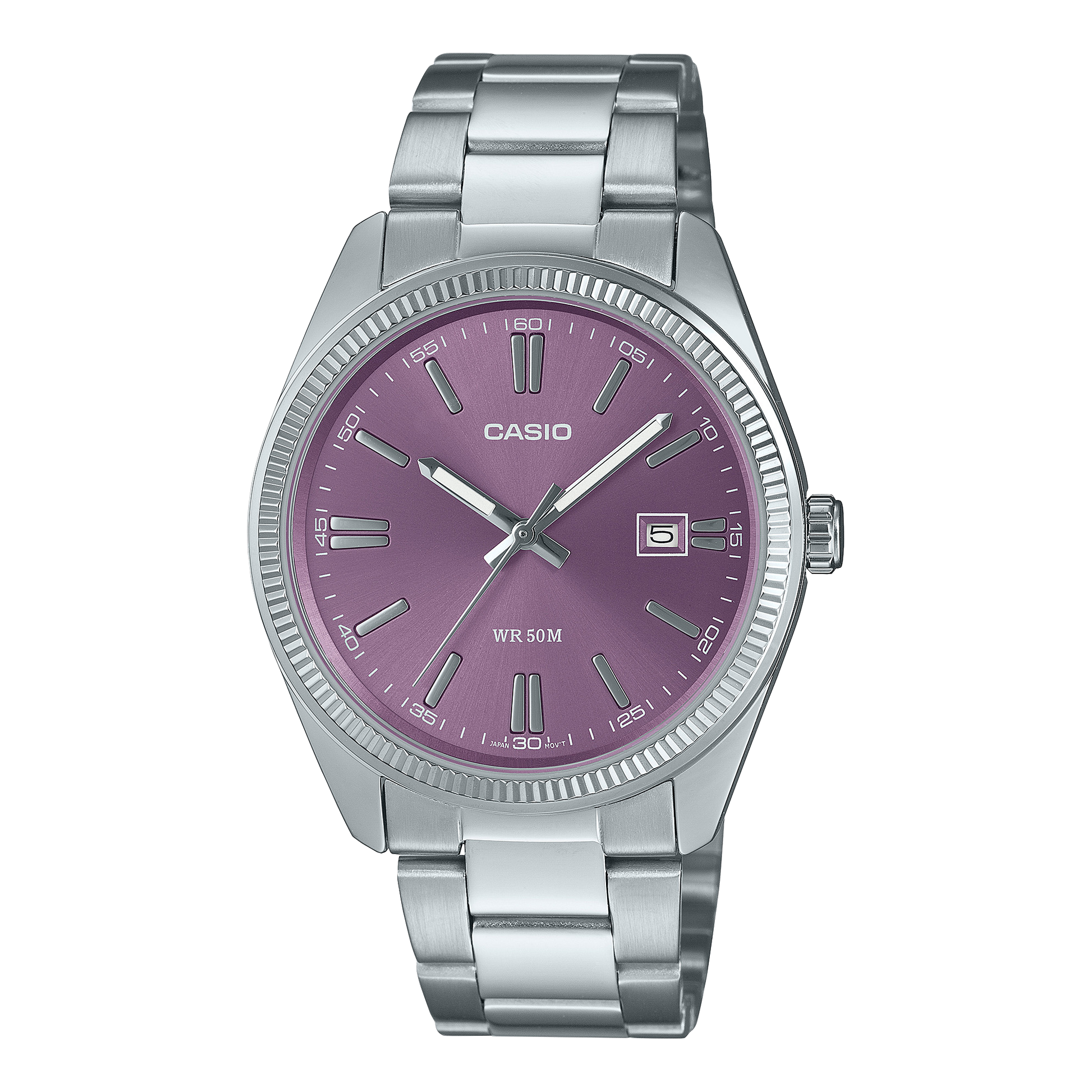 CASIO MTP-1302PD-6AVEF originale – vista frontale orologio uomo (acciaio, quadrante sunray, datario)
