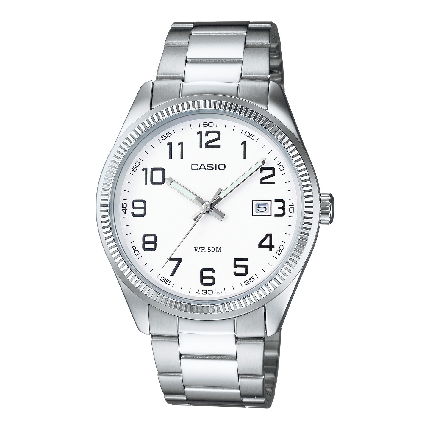 CASIO MTP-1302PD-7BVEF originale – vista frontale orologio uomo (acciaio, quadrante sunray, datario)