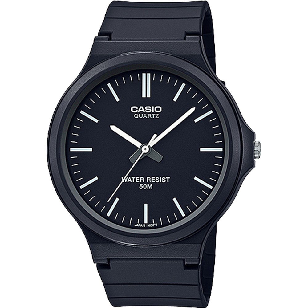 CASIO COLLECTION MW-240-1EVEF originale – vista frontale orologio analogico nero