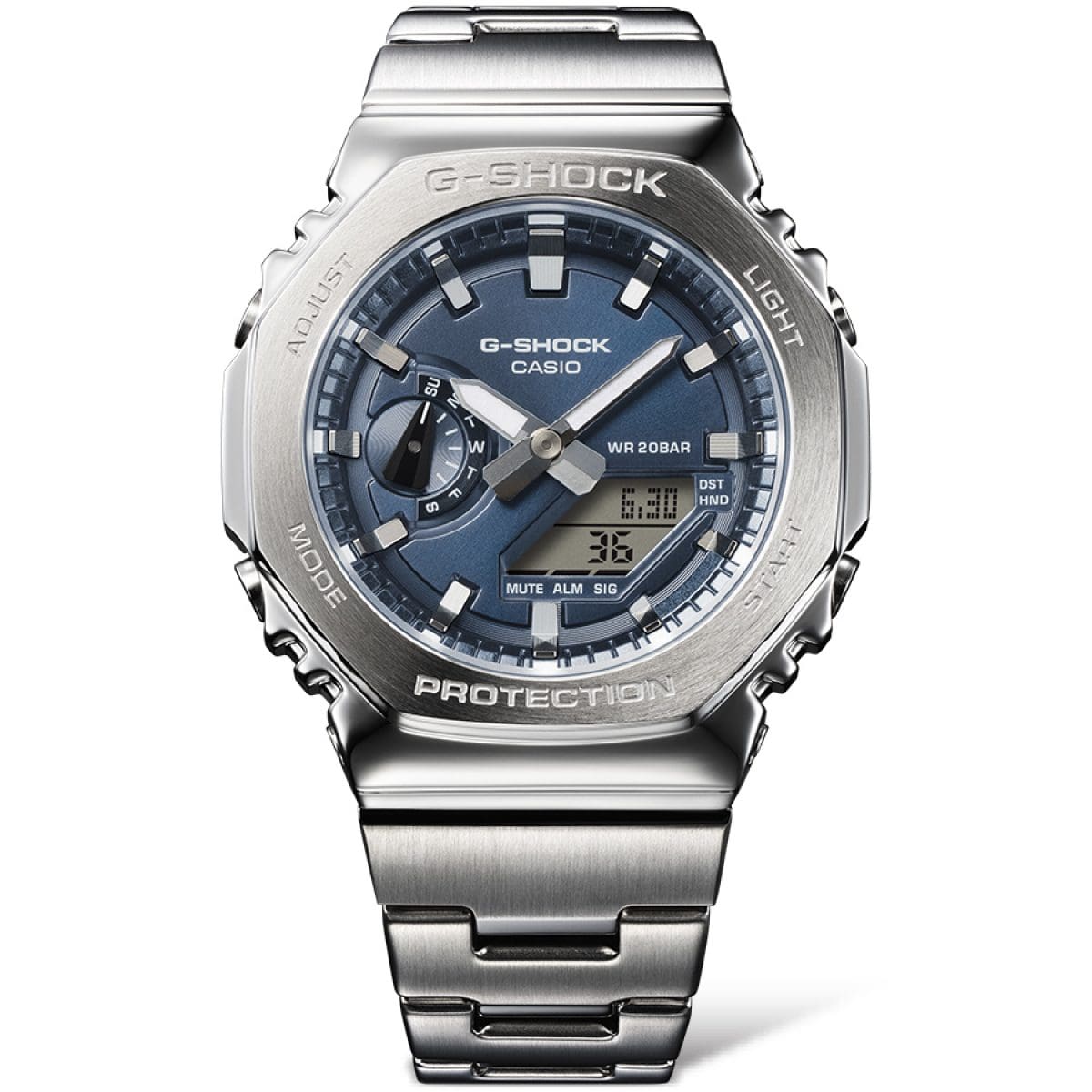 CASIO G-SHOCK GM-2110D-2BER originale – indossato al polso orologio uomo (lunetta e bracciale in acciaio, antiurto, impermeabile 20 bar)