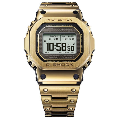 CASIO G-SHOCK GMW-BZ5000GD-9ER originale – vista frontale gold con motivo a mattoni iconico (serie 5000)