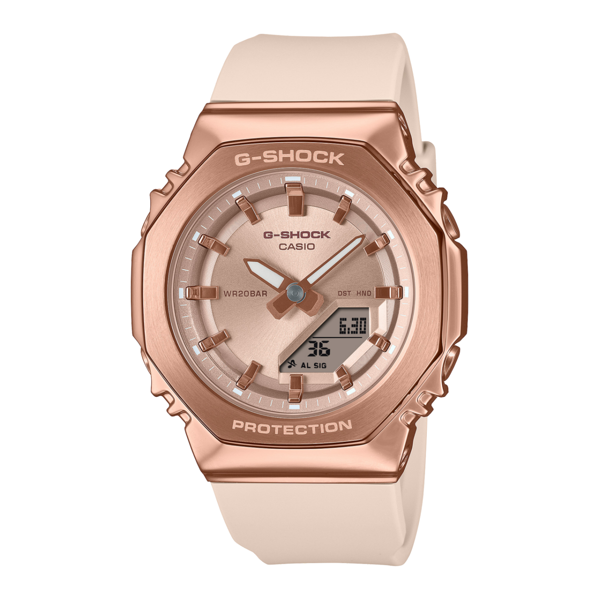 CASIO G-SHOCK GM-S2110PG-4AER originale – orologio donna rosa con lunetta rose gold (Shock Resist, 200m)