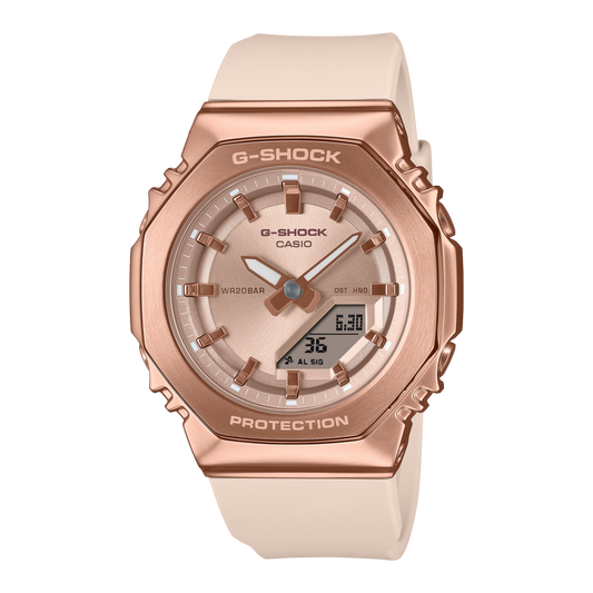 CASIO G-SHOCK GM-S2110PG-4AER originale – orologio donna rosa con lunetta rose gold (Shock Resist, 200m)
