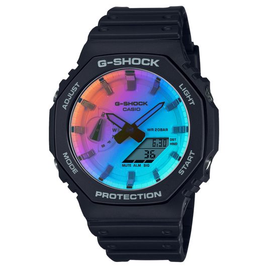CASIO G-SHOCK GA-2100SR-1AER originale – vista frontale orologio uomo (resistente 200m, antiurto, design sportivo)
