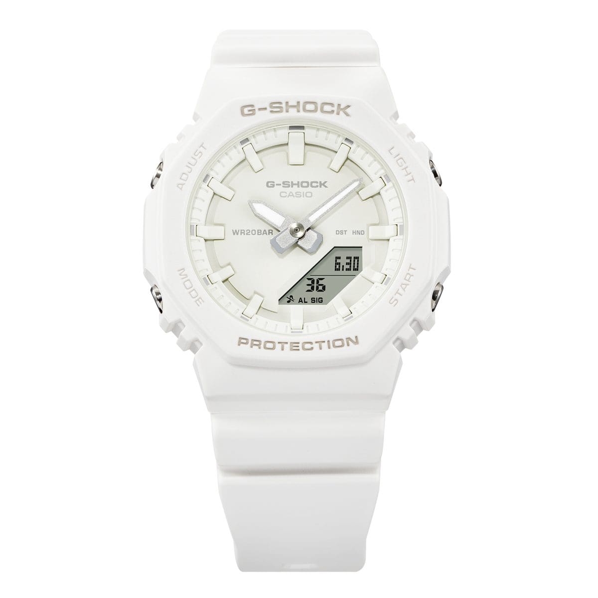 CASIO G-SHOCK GMA-P2100-7AER originale – vista al polso orologio uomo ottagonale compatto bianco (resina biobased)