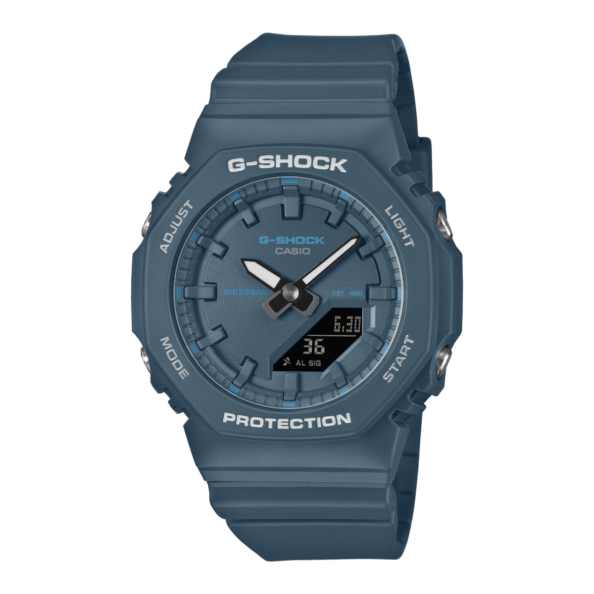 CASIO G-SHOCK GMA-P2100BA-2AER originale – vista frontale orologio uomo ottagonale compatto blu navy (resina biobased)