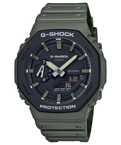 CASIO G-SHOCK GA-2100SU-3AER originale – vista frontale (Carbon Core Guard, 200m, analogico-digitale)