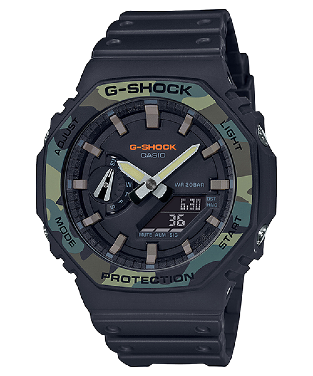 CASIO G-SHOCK GA-2100SU-1AER originale – vista frontale orologio uomo (resistente 200m, antiurto, design sportivo)