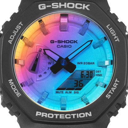 CASIO G-SHOCK GA-2100SR-1AER originale – vista laterale orologio uomo (resistente 200m, antiurto, design sportivo)