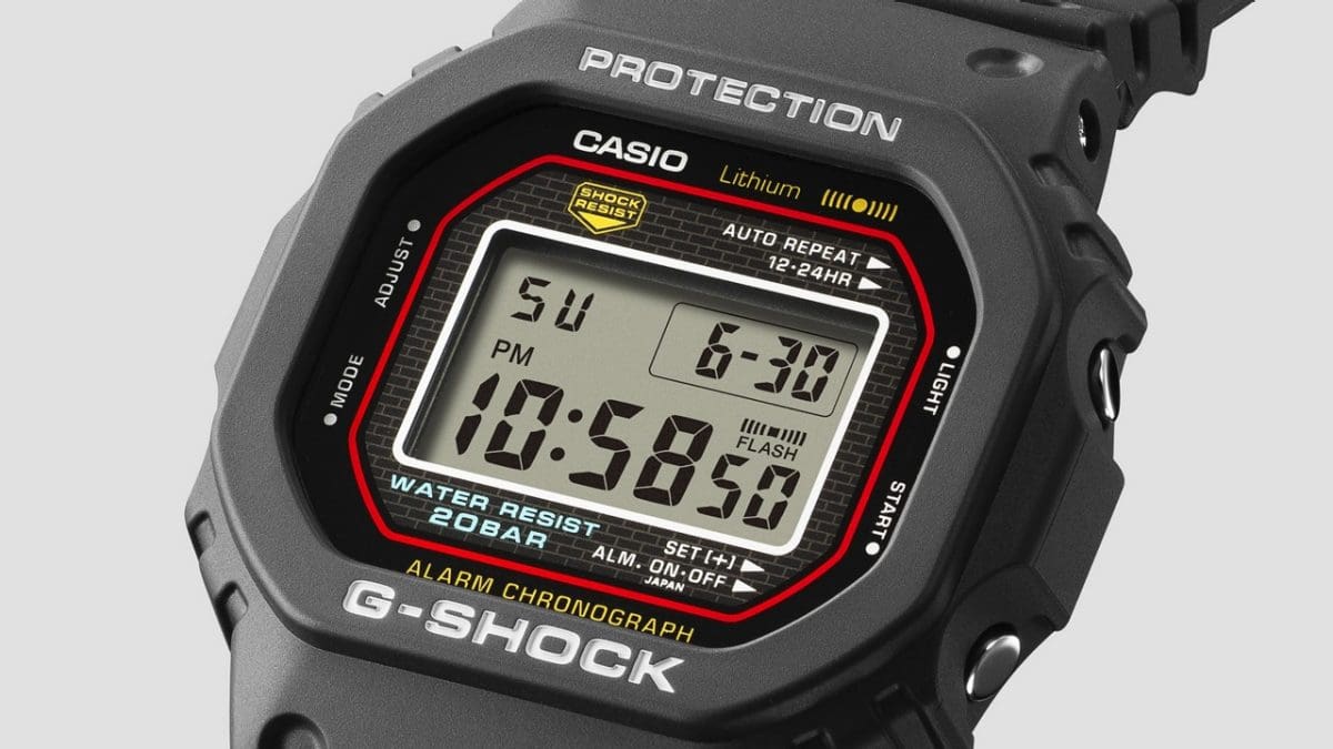 CASIO G-SHOCK DW-5000R-1AER originale – fondello e retro cassa orologio uomo (resistente 200m, antiurto, design sportivo)