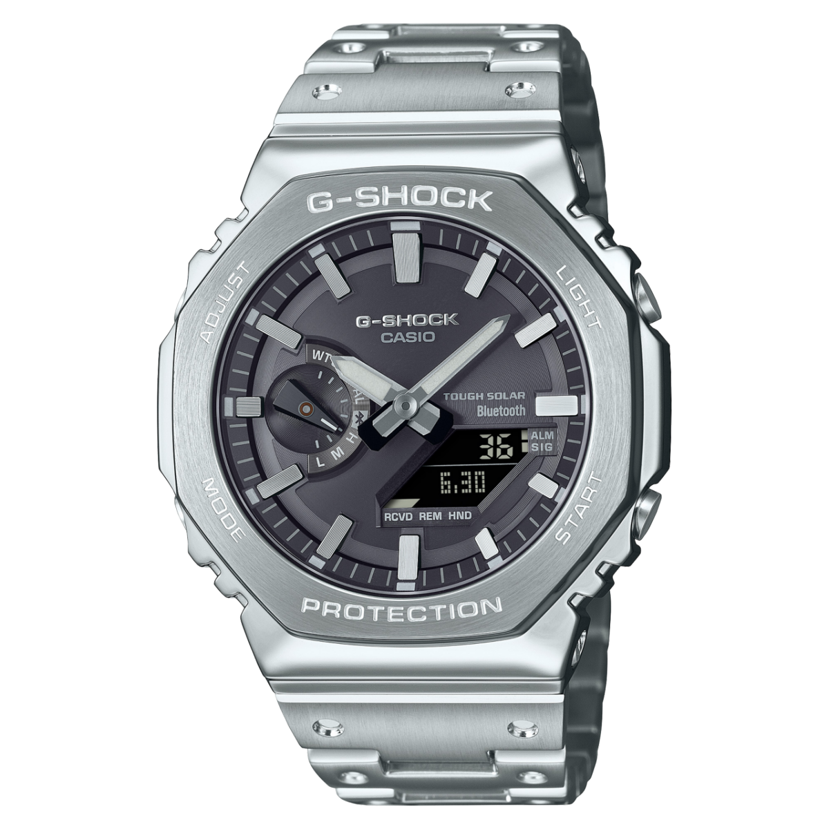 CASIO G-SHOCK GM-B2100SD-1AER originale – full metal silver premium (Bluetooth, Tough Solar, 200m)