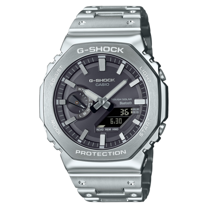CASIO G-SHOCK GM-B2100SD-1AER originale – full metal silver premium (Bluetooth, Tough Solar, 200m)