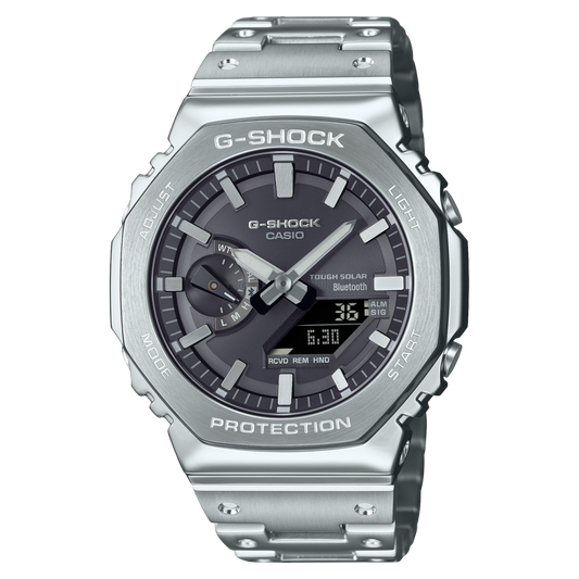 CASIO G-SHOCK GM-B2100SD-1AER originale – full metal silver premium (Bluetooth, Tough Solar, 200m)