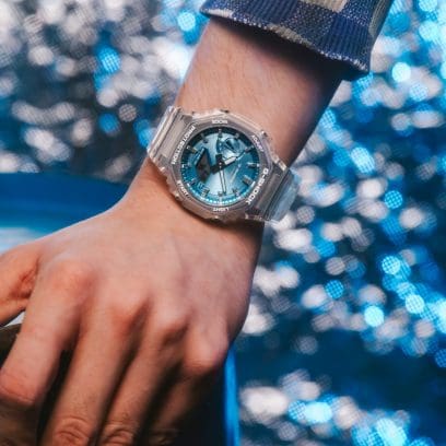 CASIO G-SHOCK GA-2100BM-7A2ER originale – lifestyle indossato (Carbon Core Guard, 200m, analogico-digitale)